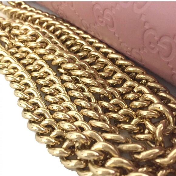GUCCI Ssima GG Logo Padlock Leather Chain Shoulder Bag Pink - Picture 5 of 8